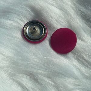 Hot Pink Vintage Fabric Cover Button Stud Earring